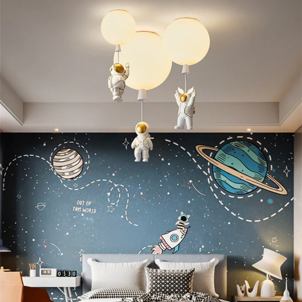 Lustre LED Tendance Lune/Astronaute pour chambre d'enfant - CosmoGlow