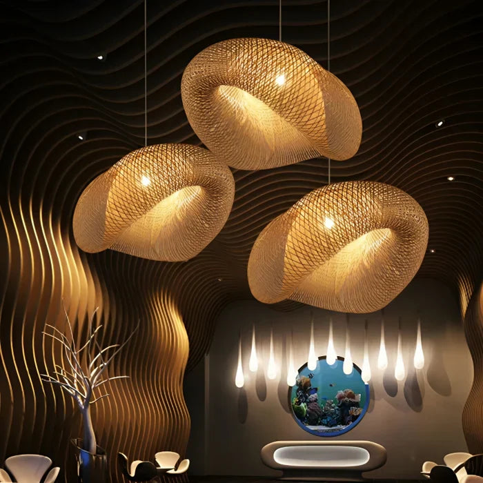 Lampe suspendue tendance en rotin - NaturGlow