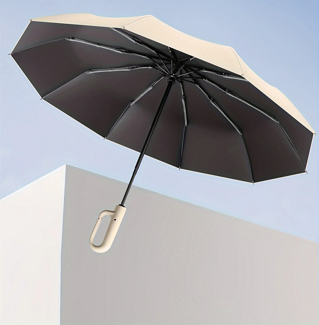 Skanto | Parapluie automatique pliable résistant au vent avec grande poignée à boucle – Compact et durable