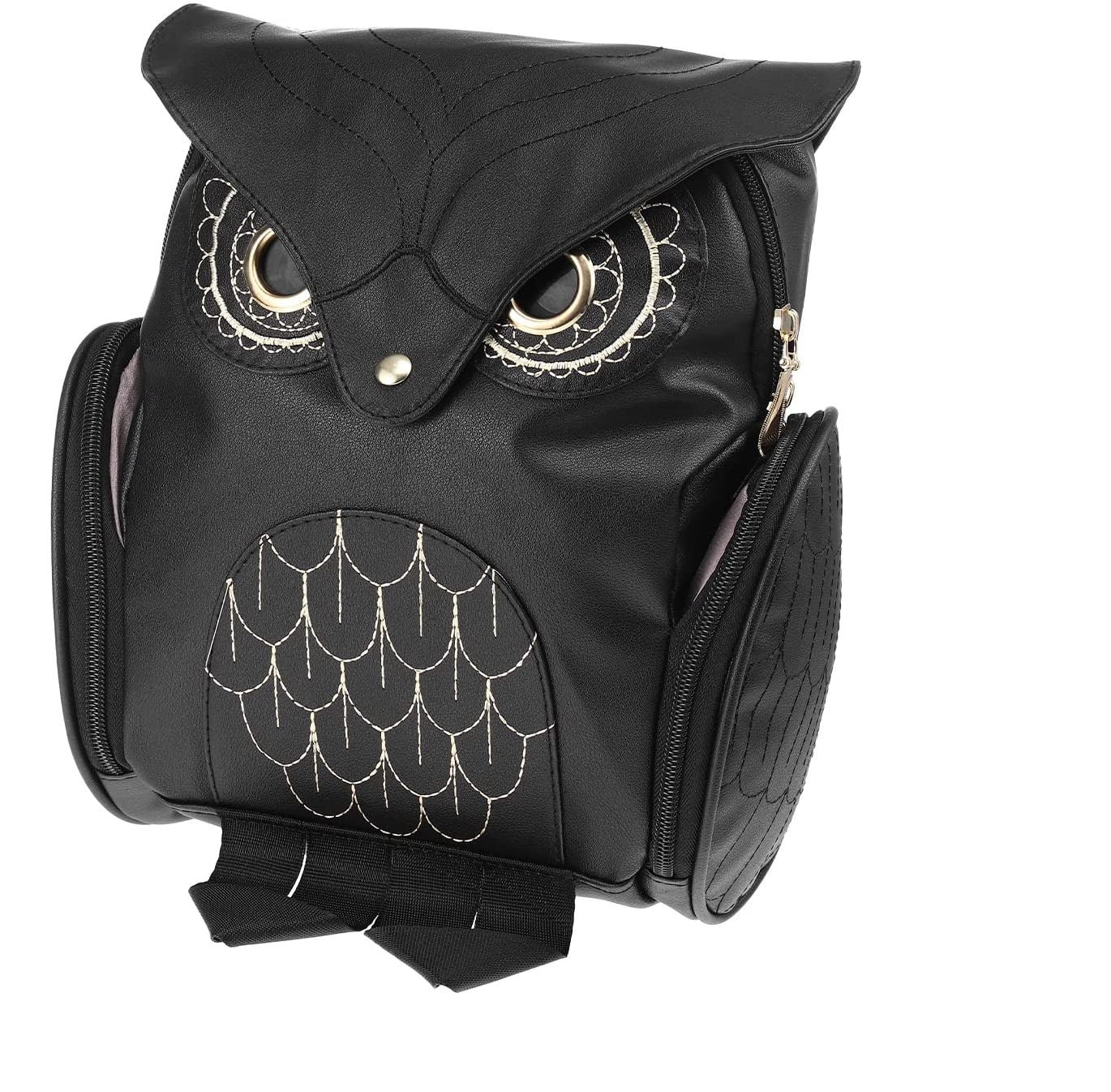 Sac à dos en cuir PU avec impression de hibou pour femmes – Design multi-poches