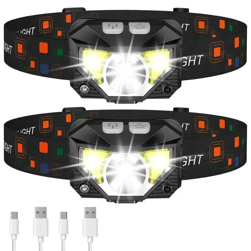Lampe frontale à capteur de mouvement ultra-brillante - Pack de 2
