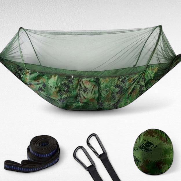 Hamac de plein air avec moustiquaire – Nylon ultra-léger et installation rapide
