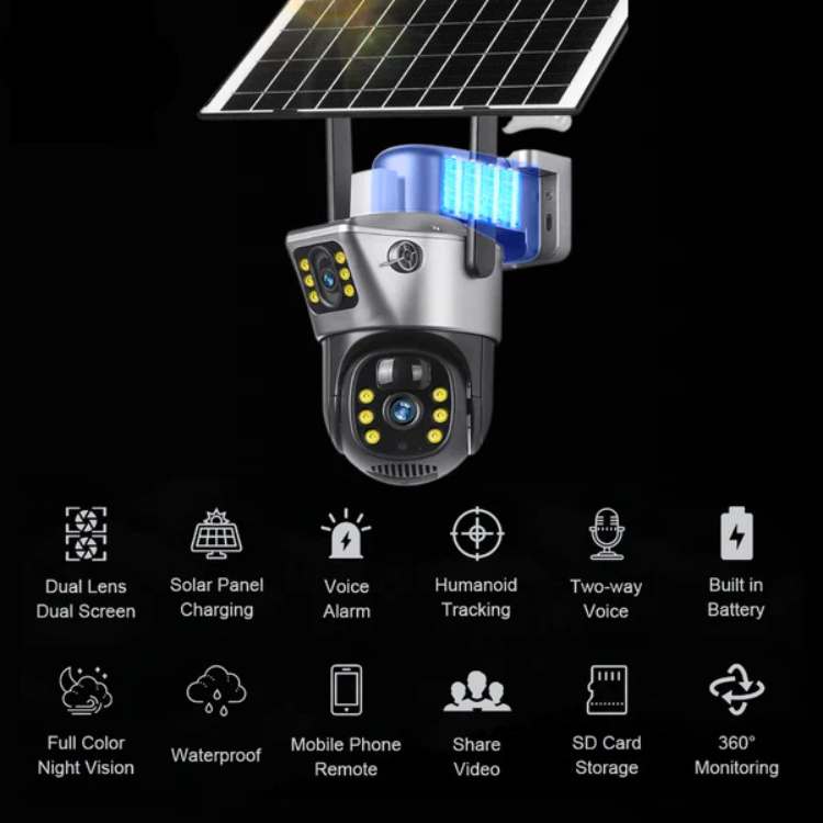 Caméra Solaire UltraVision – Protection Sans Fil à 360°, Jour et Nuit