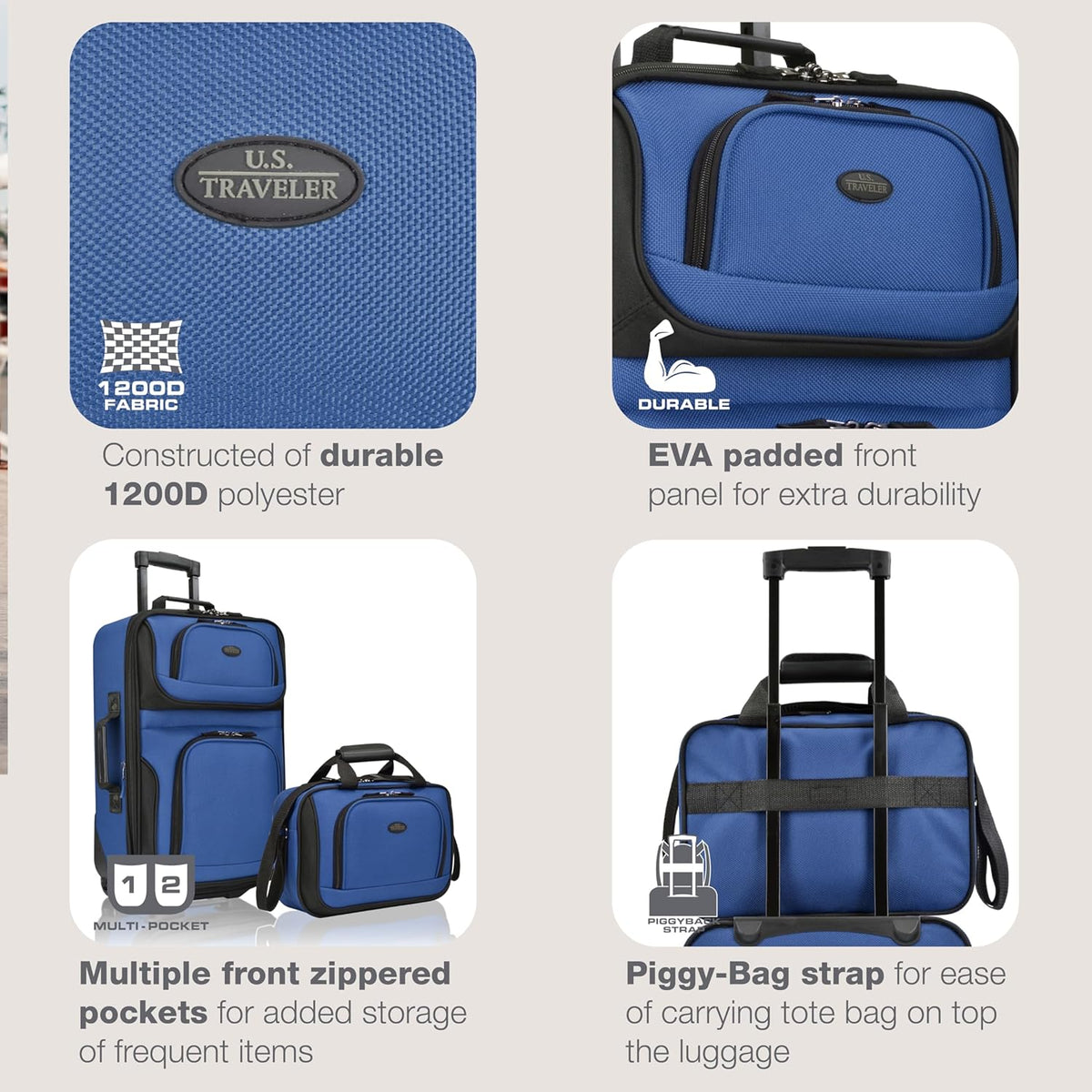 Ensemble de bagages à main extensible unisexe en 2 pièces