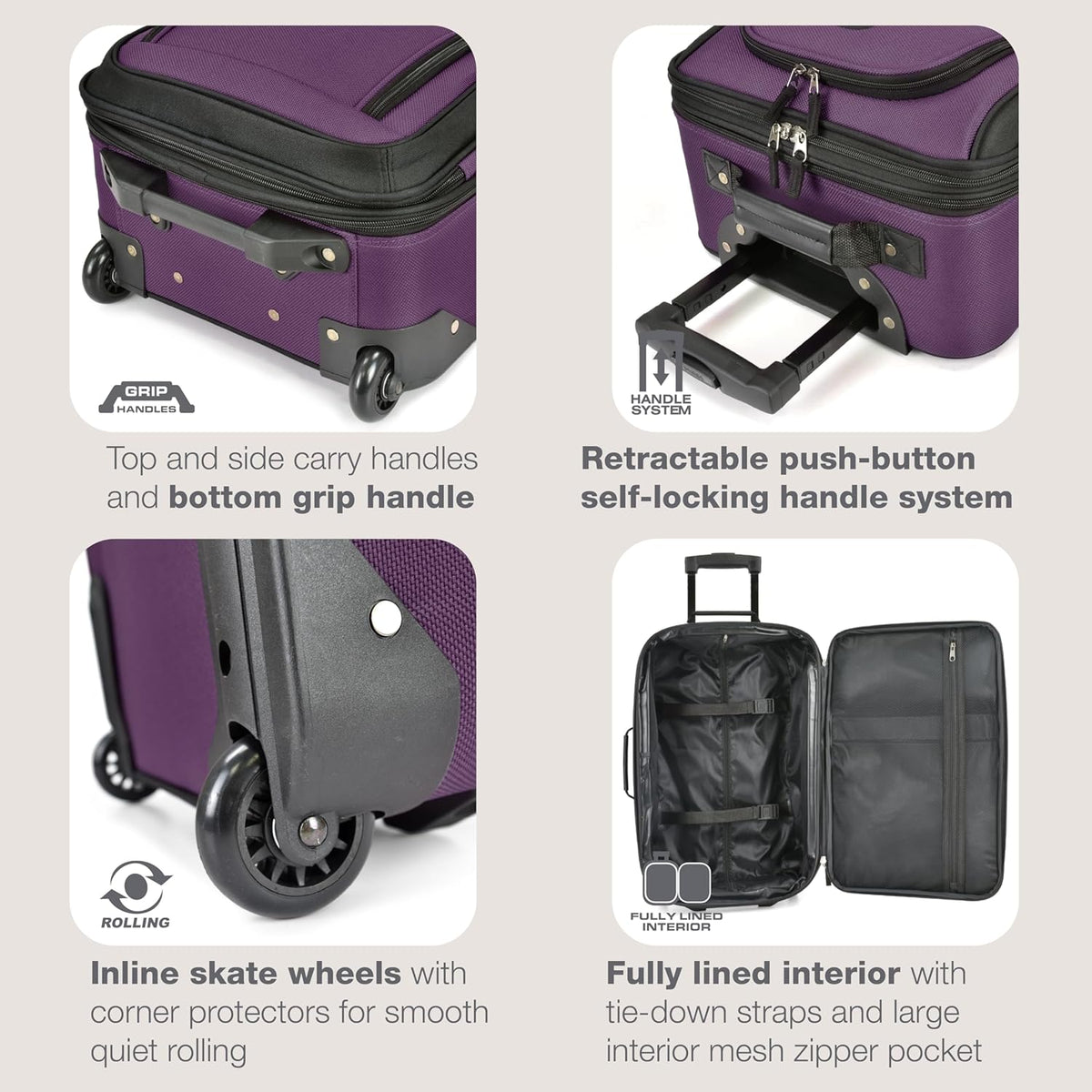 Ensemble de bagages à main extensible unisexe en 2 pièces