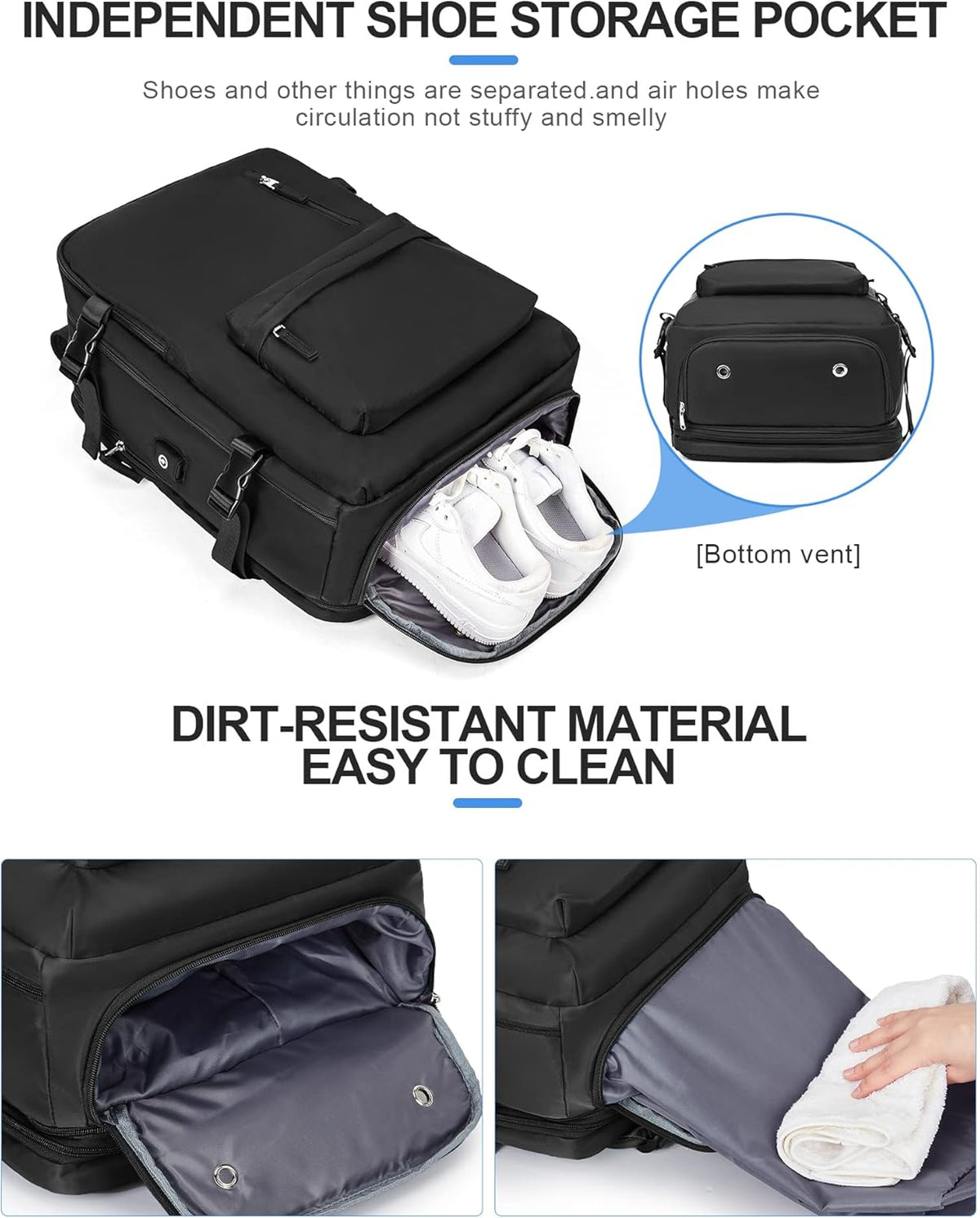 Sac de transport unisexe à plusieurs compartiments pour ordinateur portable de 14 pouces