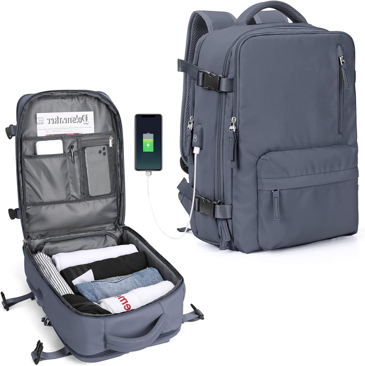 Sac de transport unisexe à plusieurs compartiments pour ordinateur portable de 14 pouces