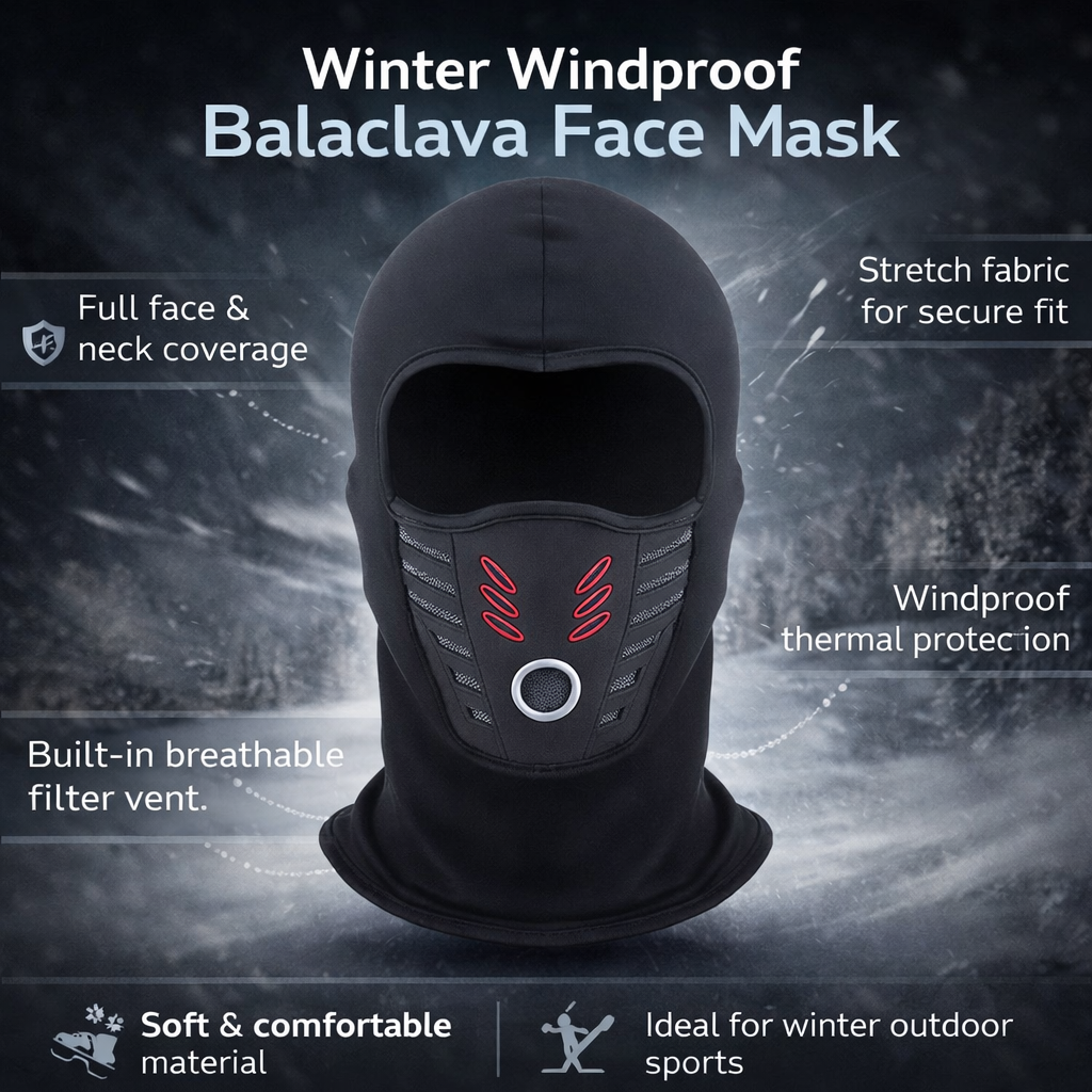 Masque de Visage Balaclava Thermique Unisexe Coupe-Vent pour Temps Froid