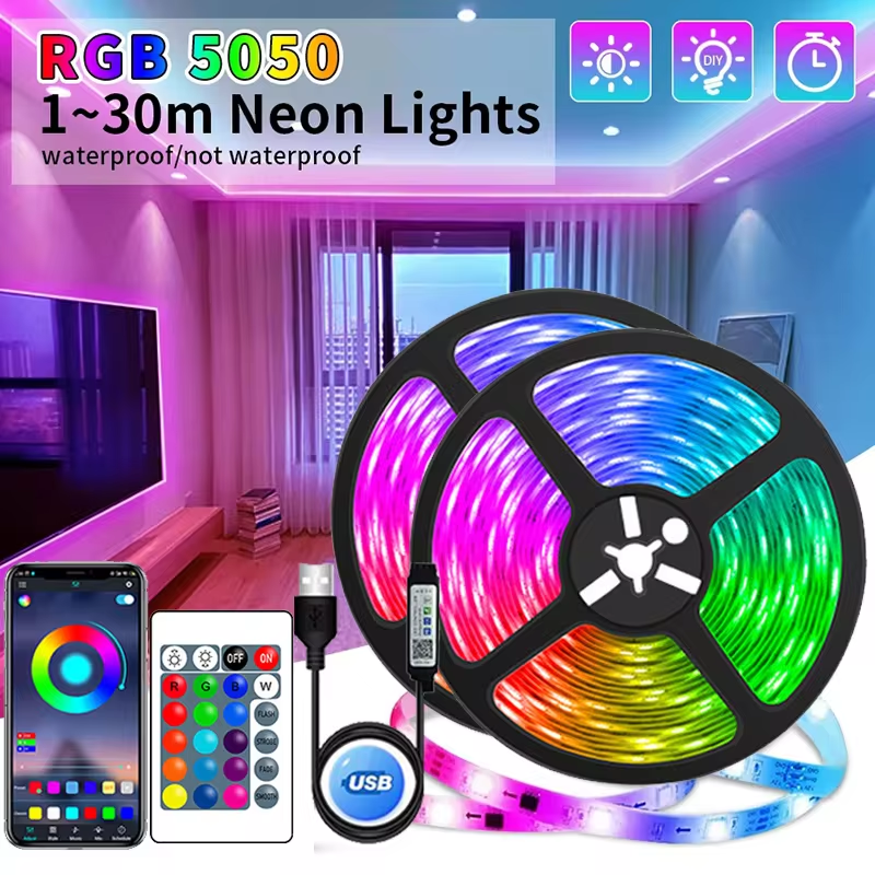 BANDE LED USB AVEC CHANGEMENT DE COULEUR - LUMIÈRE RGB POUR DÉCORATION DE PIÈCE & ÉCLAIRAGE ARRIÈRE DE TÉLÉVISEUR