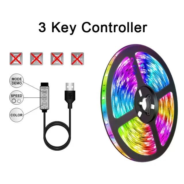 BANDE LED USB AVEC CHANGEMENT DE COULEUR - LUMIÈRE RGB POUR DÉCORATION DE PIÈCE & ÉCLAIRAGE ARRIÈRE DE TÉLÉVISEUR