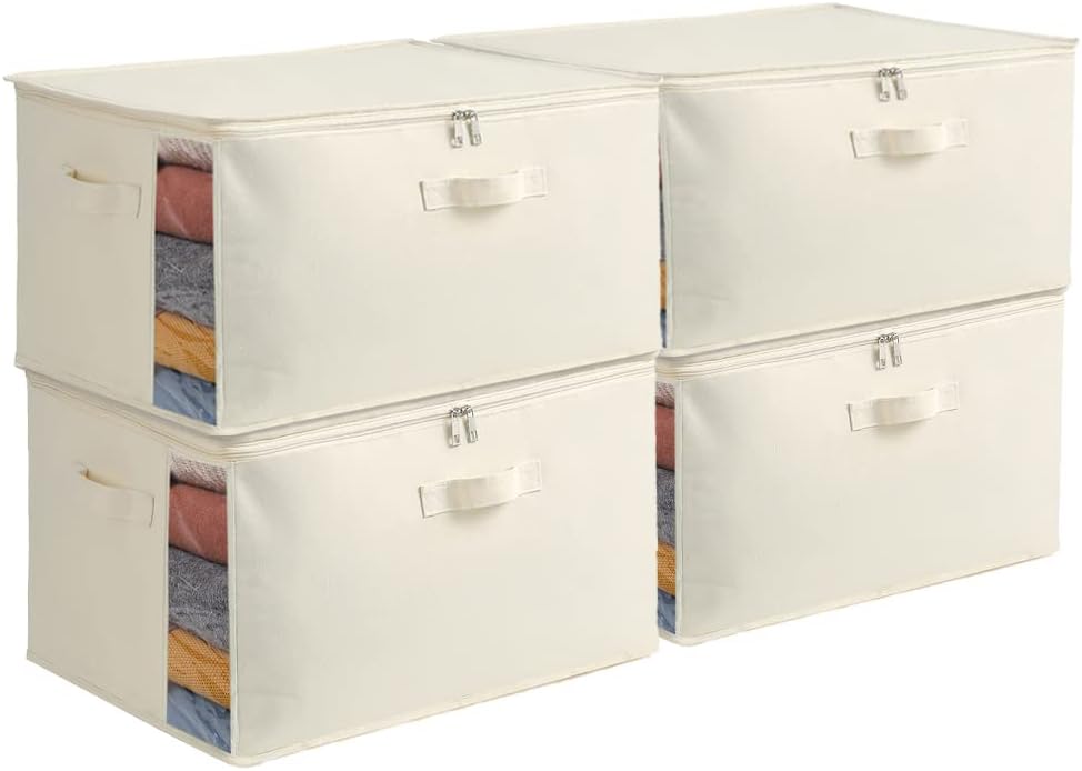 Ensemble d'Organisateurs de Rangement en Toile – Sac à Double Fermeture Éclair avec Poignées et Fenêtre