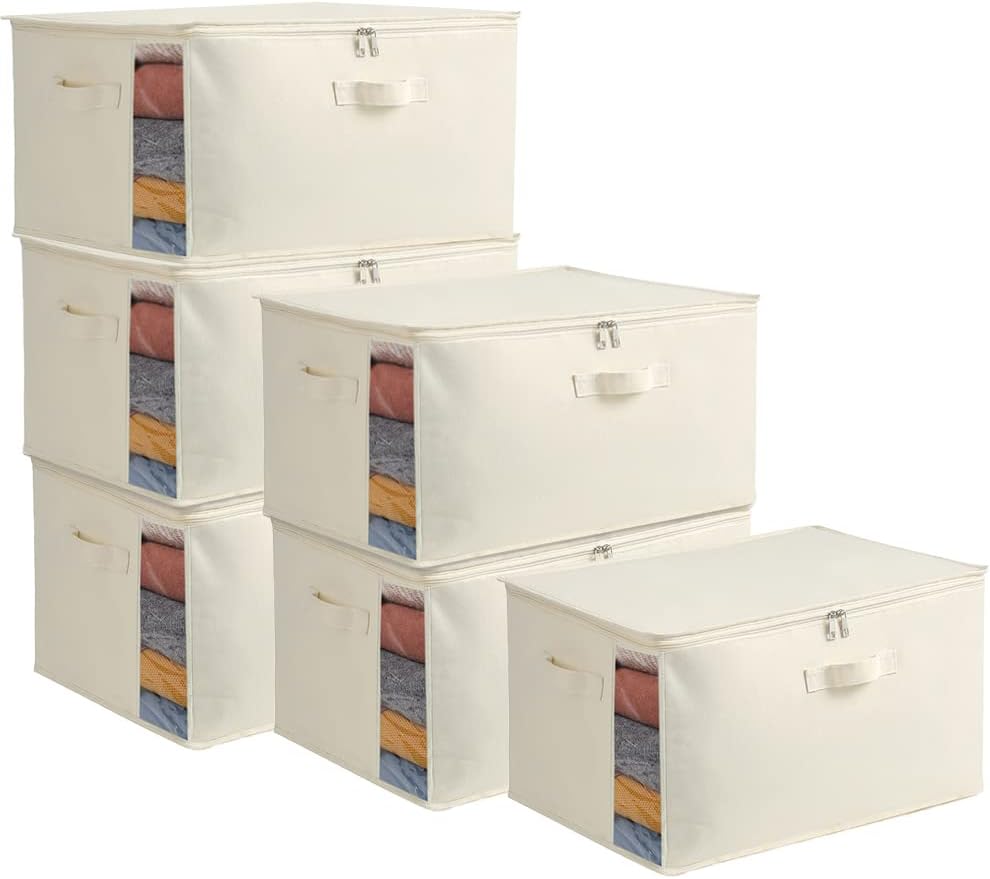 Ensemble d'Organisateurs de Rangement en Toile – Sac à Double Fermeture Éclair avec Poignées et Fenêtre