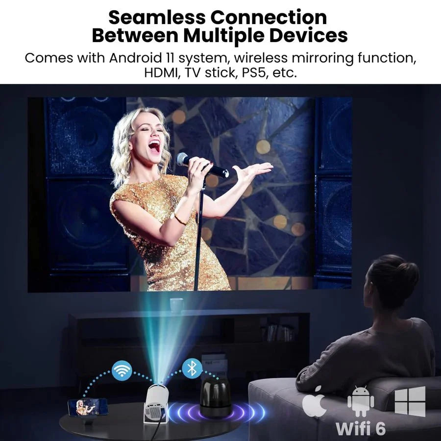 Projecteur Portable VistaCube – Transformez n'importe quel mur en cinéma 4K de 130”