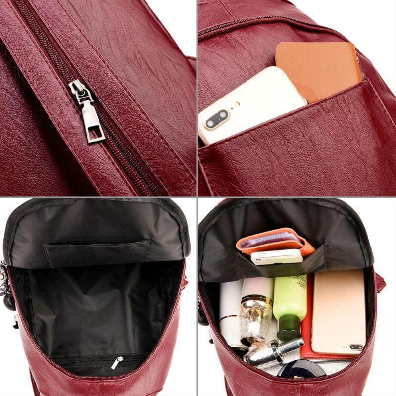 Sac à dos en cuir imperméable premium pour femmes