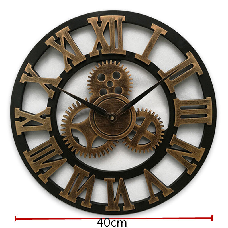 Horloge murale au style rétro-industriel | Horloge murale décorative en bois