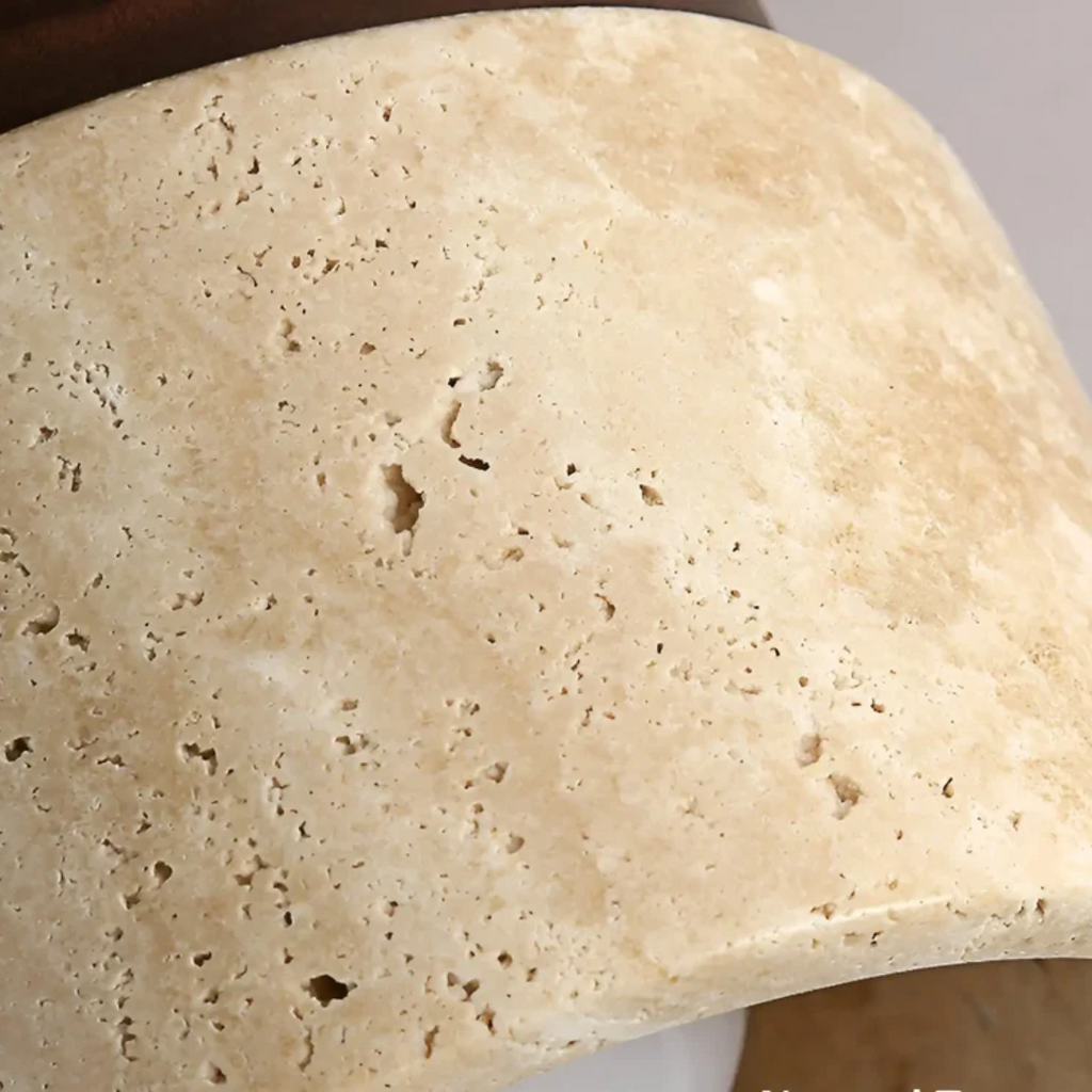 Lampe de Plafond Japonaise en Marbre Jaune Wabi Sabi - TranquilStone
