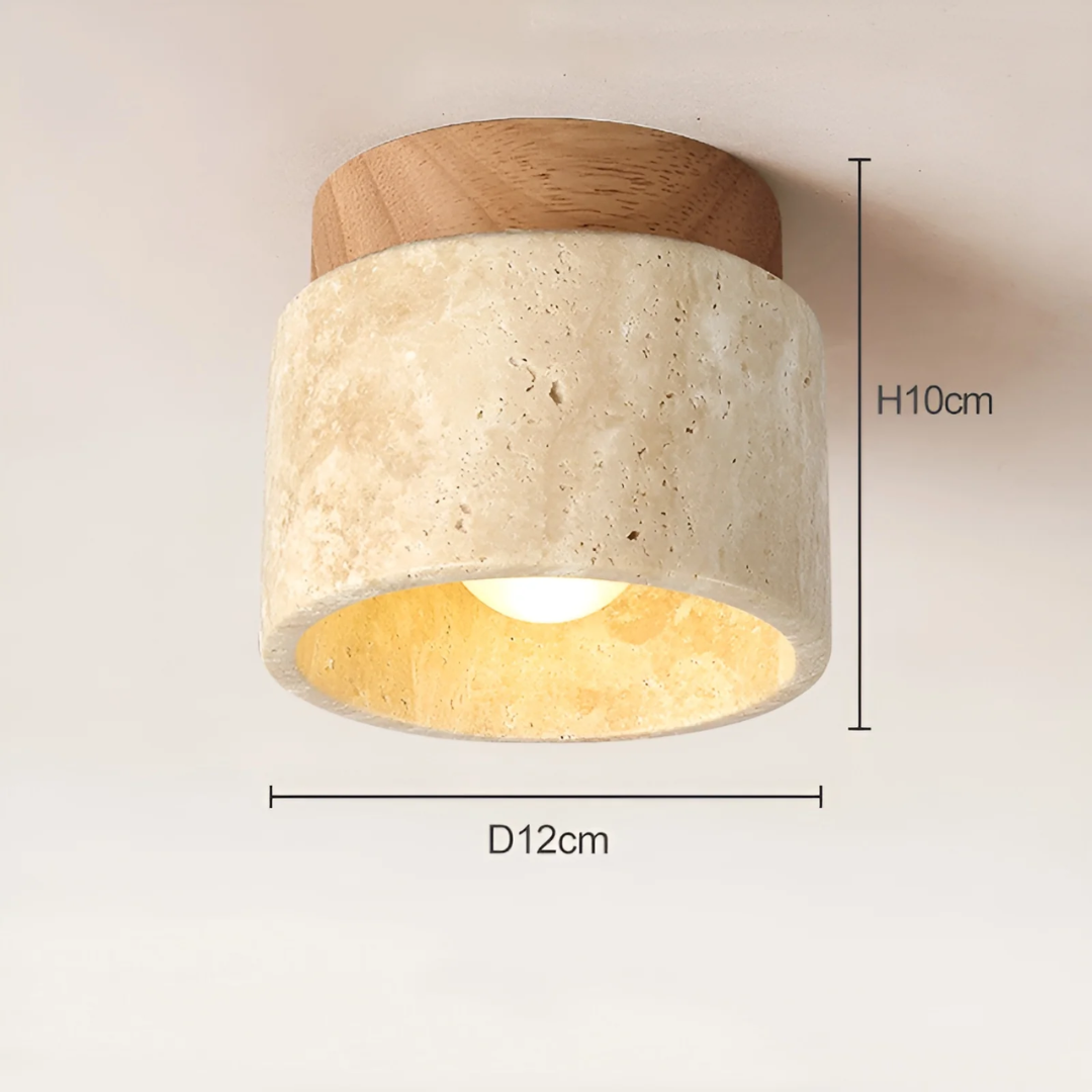 Lampe de Plafond Japonaise en Marbre Jaune Wabi Sabi - TranquilStone