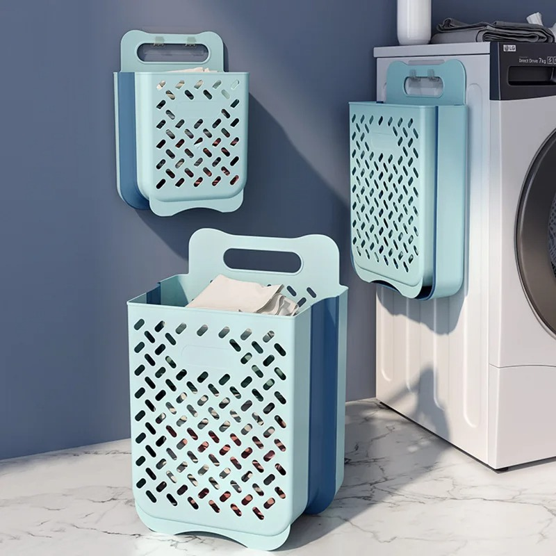Panier à Linge Pliable Murale avec Design en Maille
