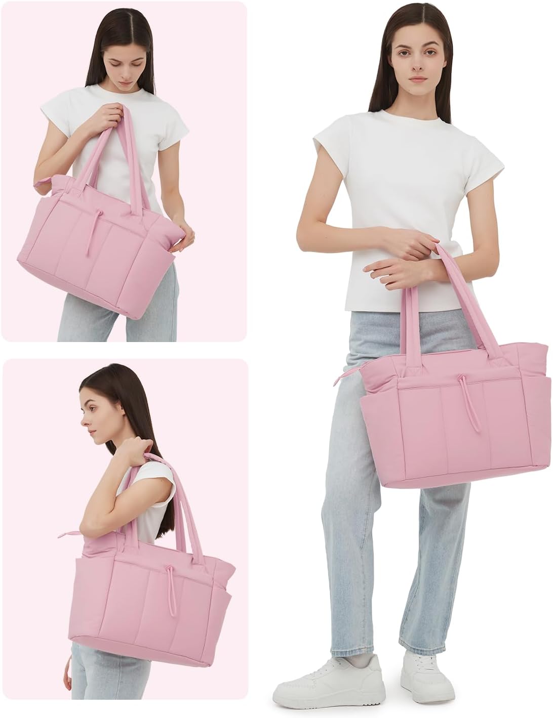 Sac Puffer matelassé avec porte-gobelet et poche pour ordinateur portable, idéal pour le voyage et le travail