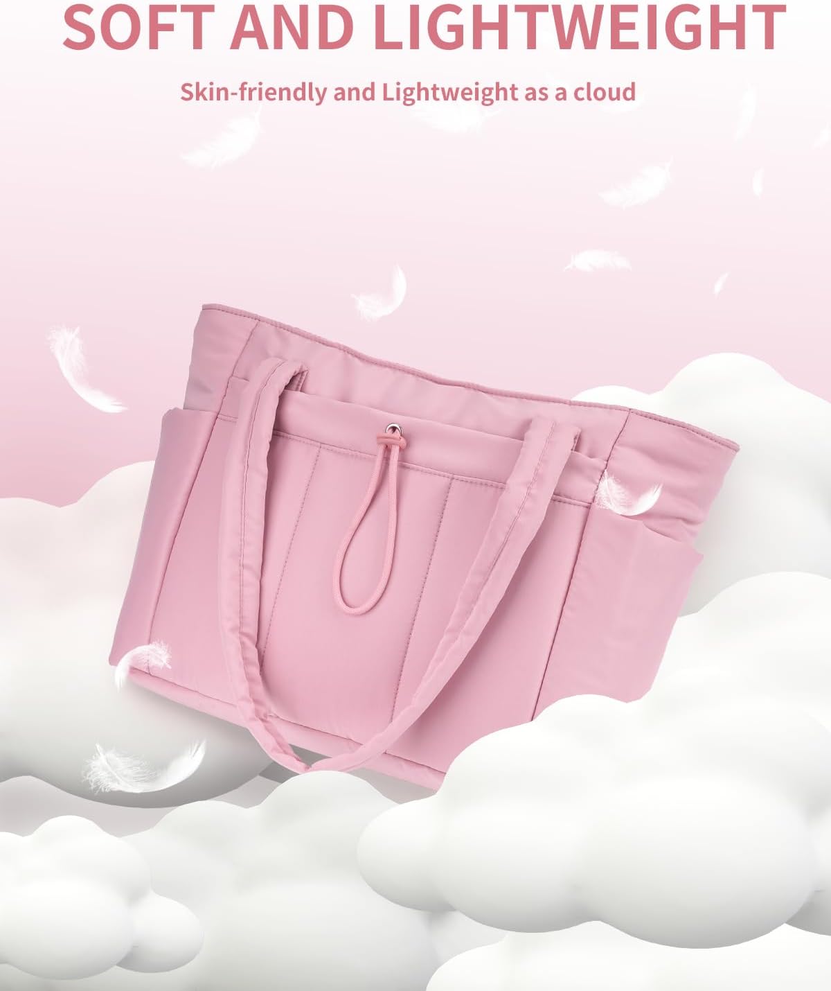 Sac Puffer matelassé avec porte-gobelet et poche pour ordinateur portable, idéal pour le voyage et le travail