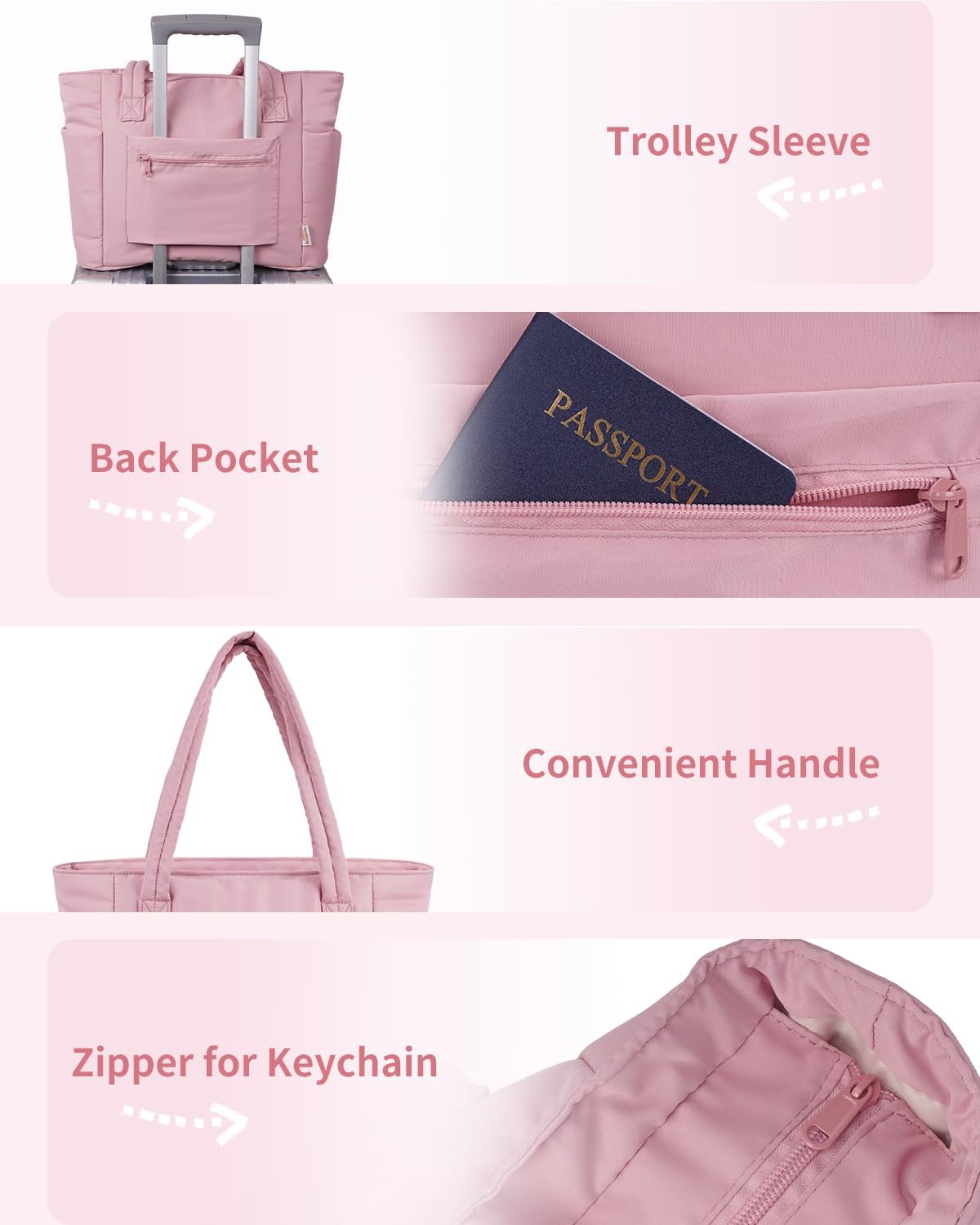 Sac Puffer matelassé avec porte-gobelet et poche pour ordinateur portable, idéal pour le voyage et le travail