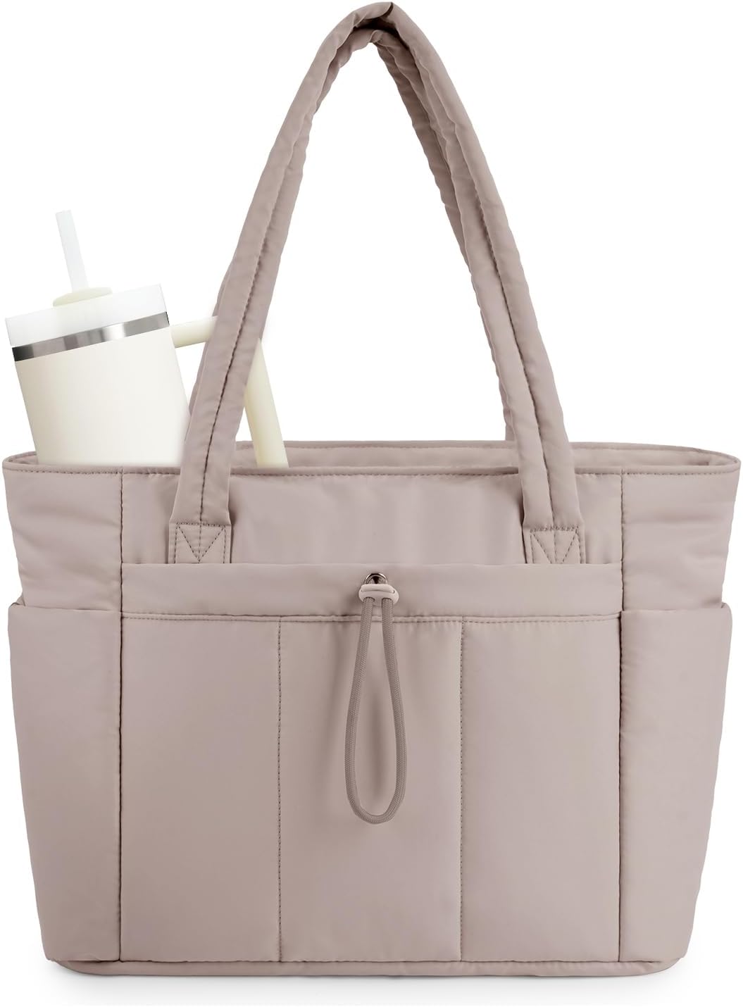 Sac Puffer matelassé avec porte-gobelet et poche pour ordinateur portable, idéal pour le voyage et le travail