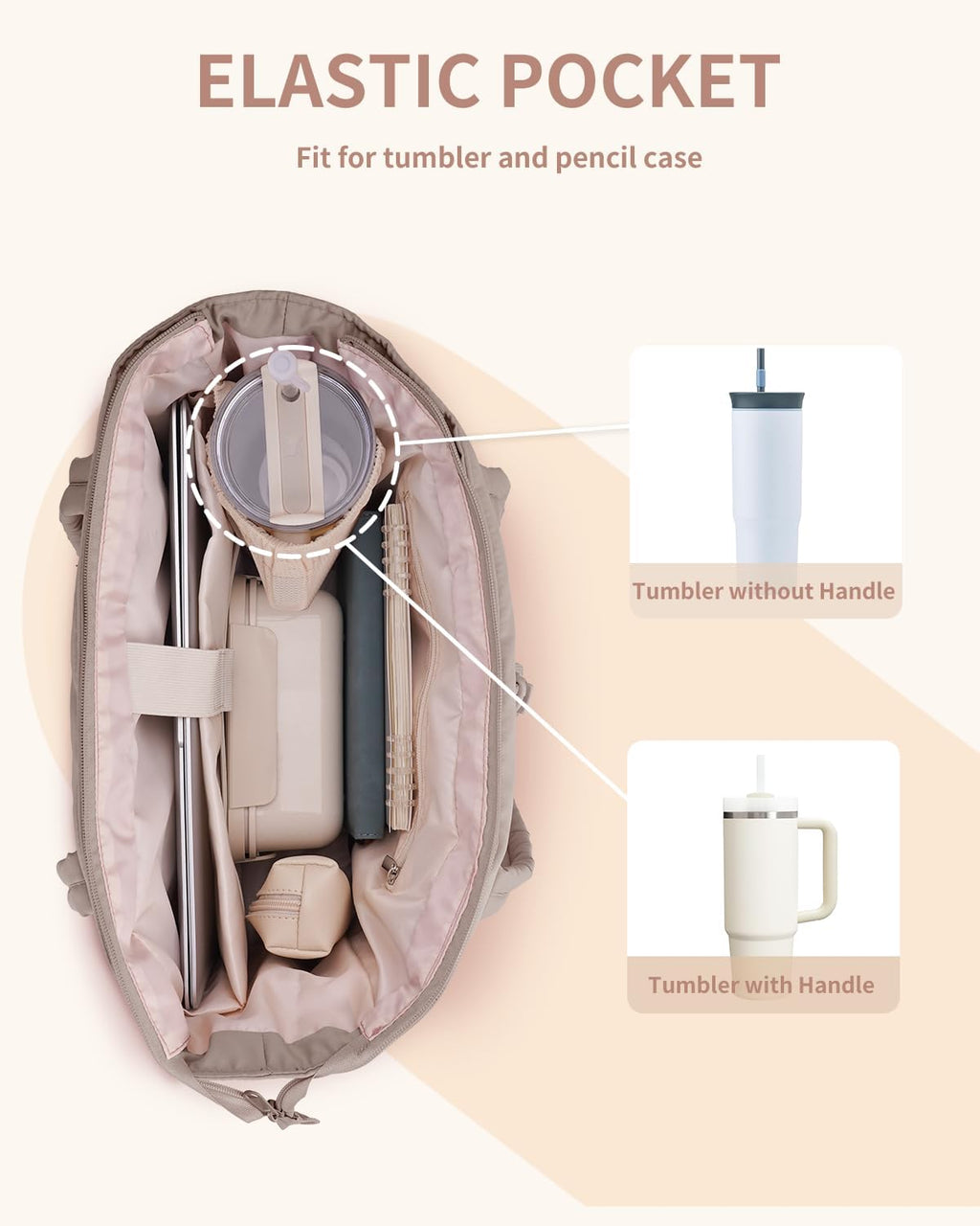 Sac Puffer matelassé avec porte-gobelet et poche pour ordinateur portable, idéal pour le voyage et le travail