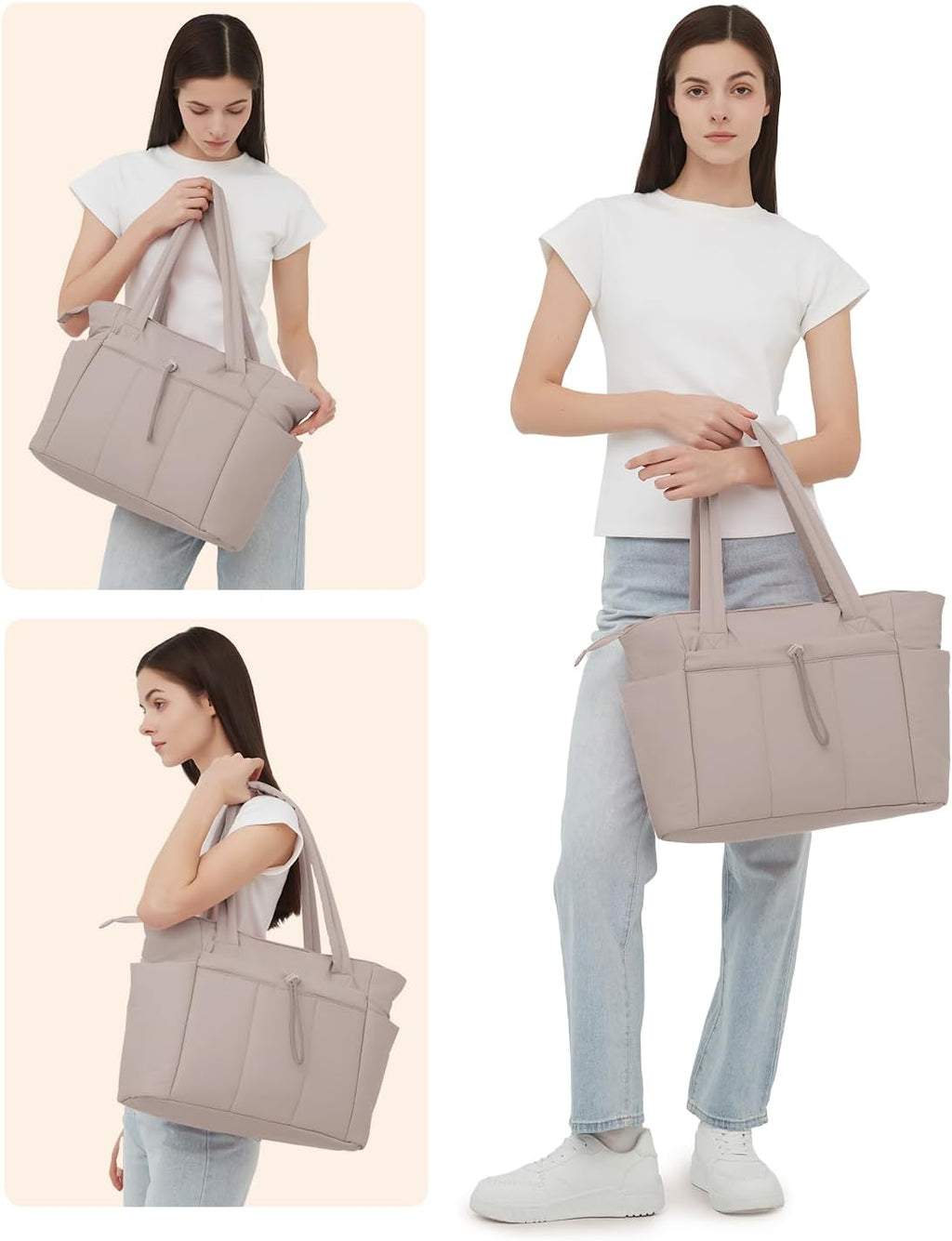 Sac Puffer matelassé avec porte-gobelet et poche pour ordinateur portable, idéal pour le voyage et le travail