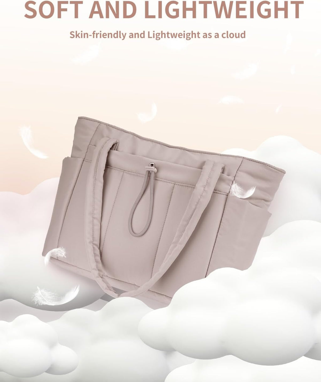 Sac Puffer matelassé avec porte-gobelet et poche pour ordinateur portable, idéal pour le voyage et le travail