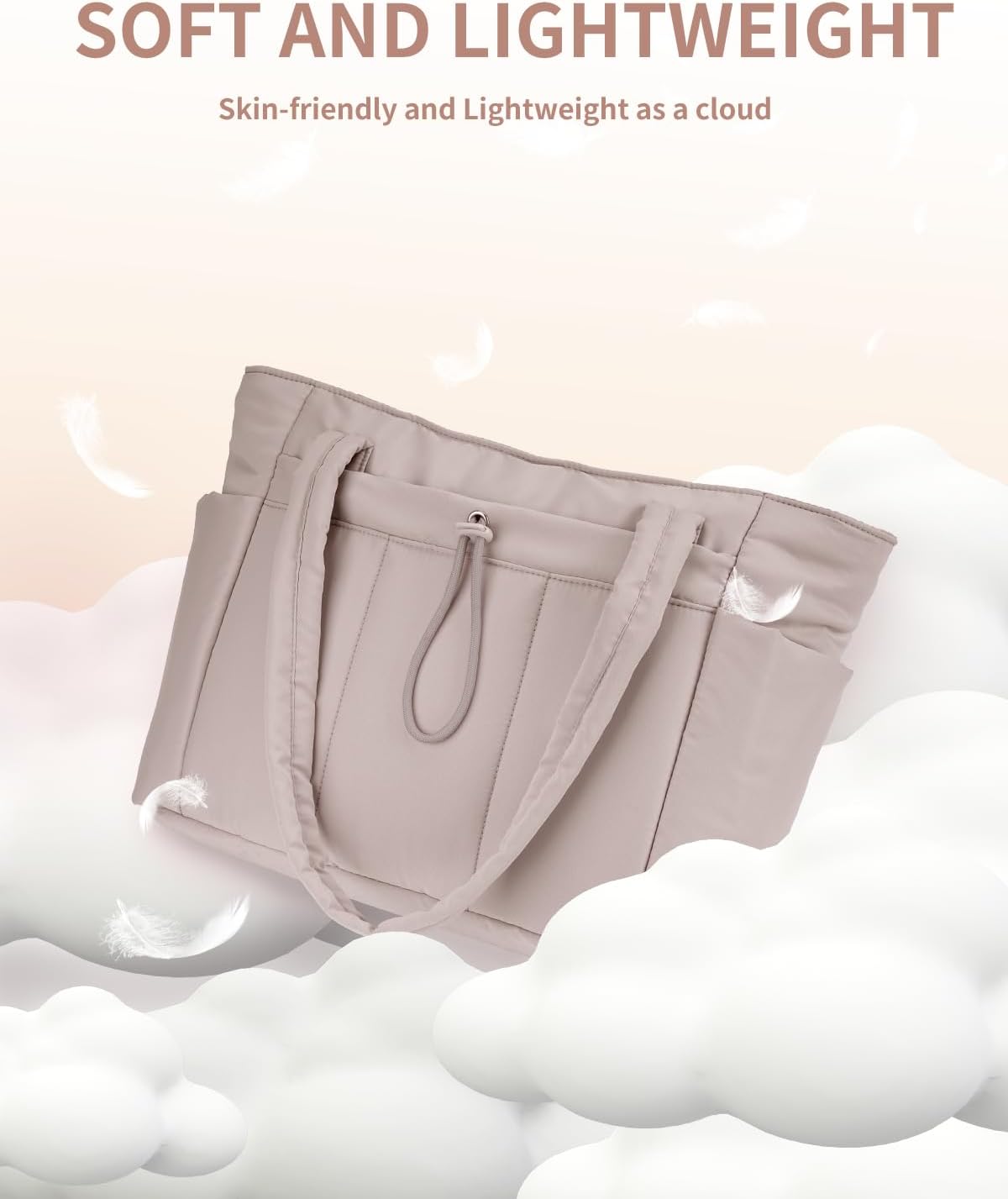 Sac Puffer matelassé avec porte-gobelet et poche pour ordinateur portable, idéal pour le voyage et le travail