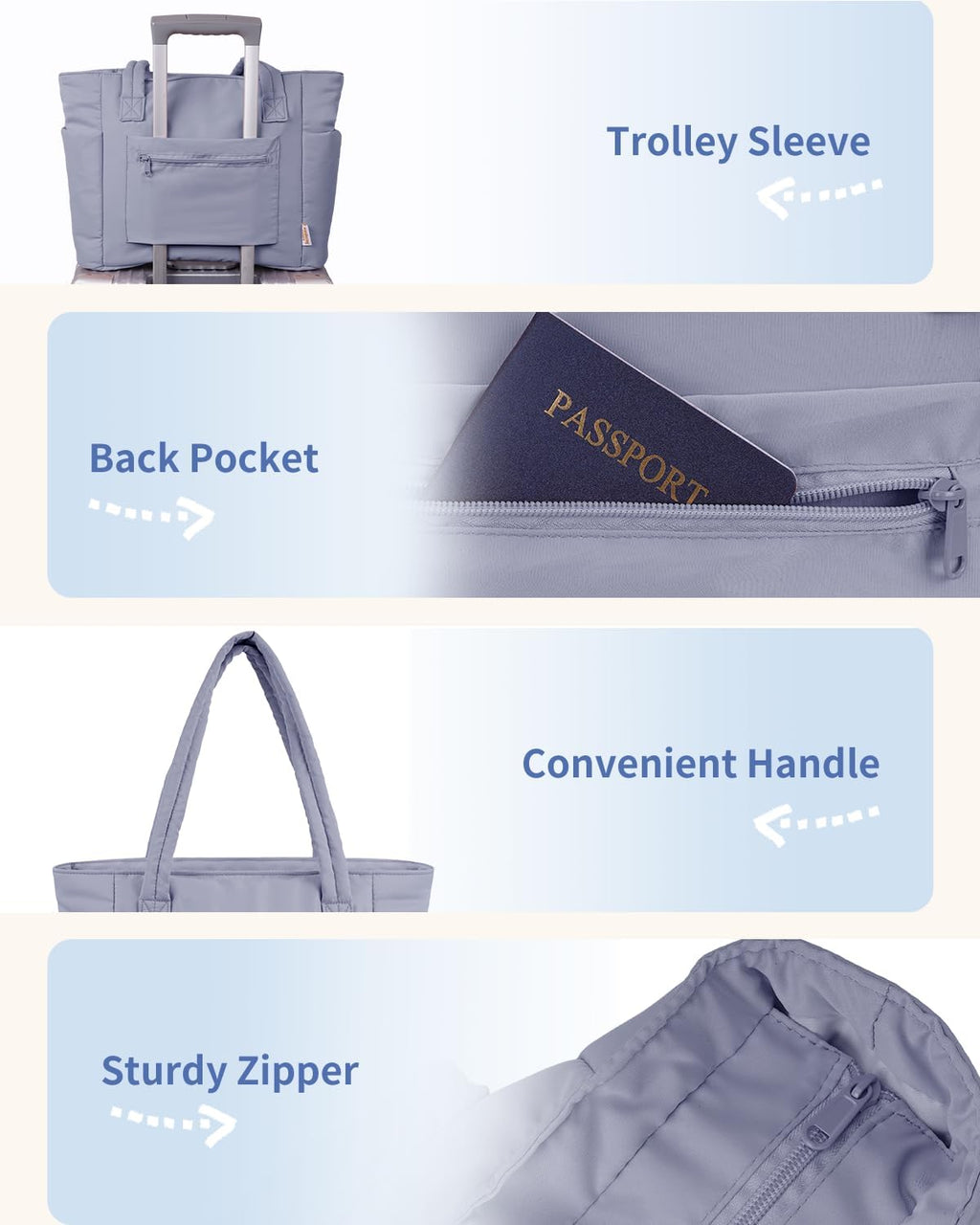 Sac Puffer matelassé avec porte-gobelet et poche pour ordinateur portable, idéal pour le voyage et le travail