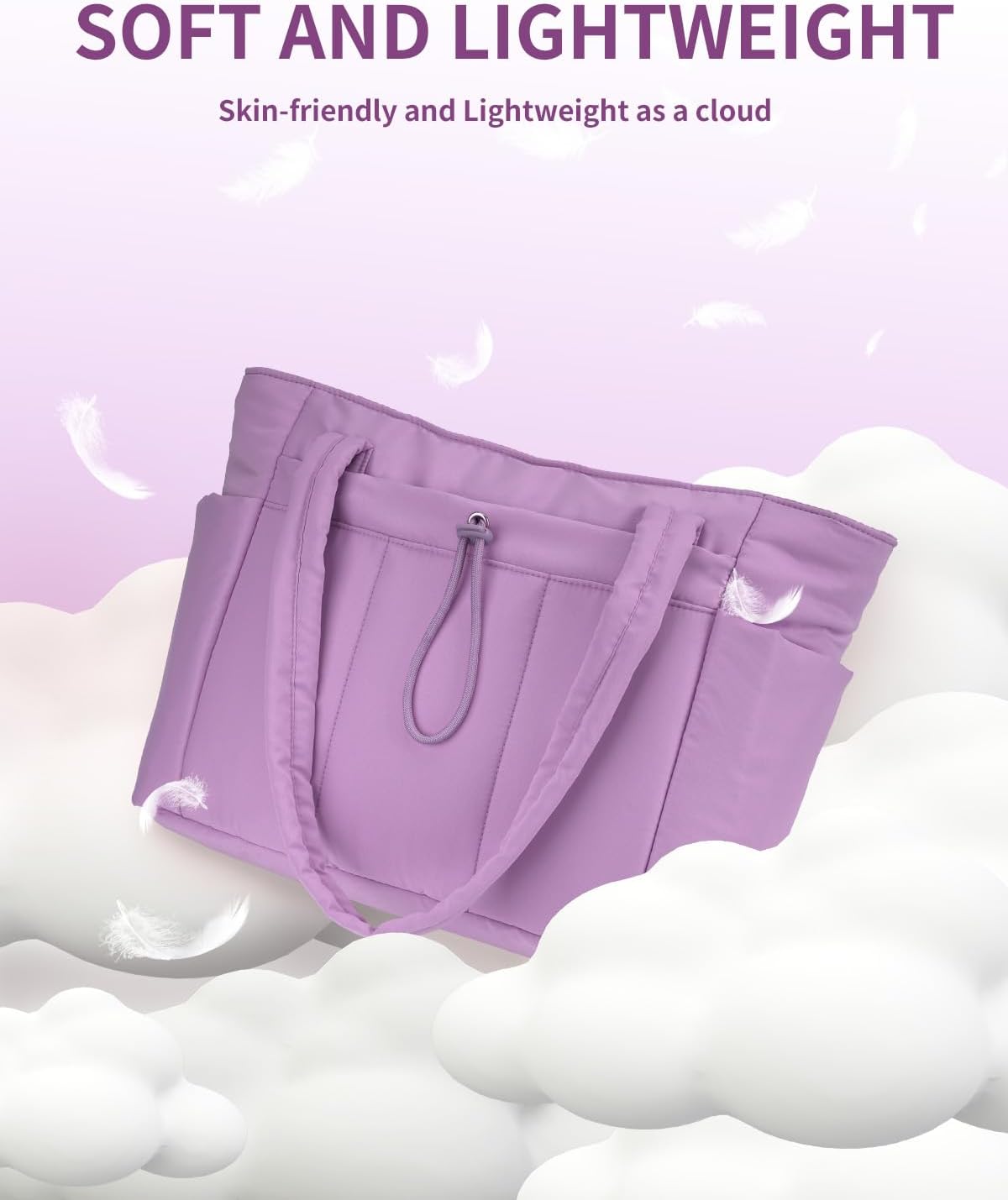 Sac Puffer matelassé avec porte-gobelet et poche pour ordinateur portable, idéal pour le voyage et le travail
