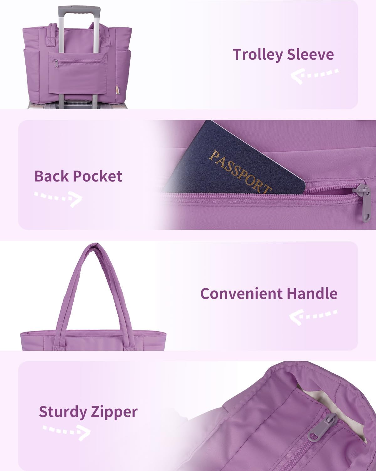 Sac Puffer matelassé avec porte-gobelet et poche pour ordinateur portable, idéal pour le voyage et le travail