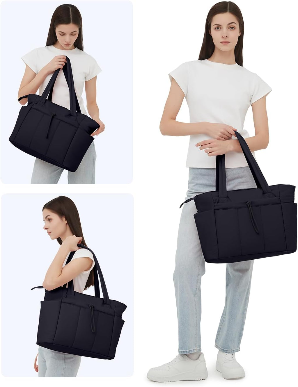 Sac Puffer matelassé avec porte-gobelet et poche pour ordinateur portable, idéal pour le voyage et le travail