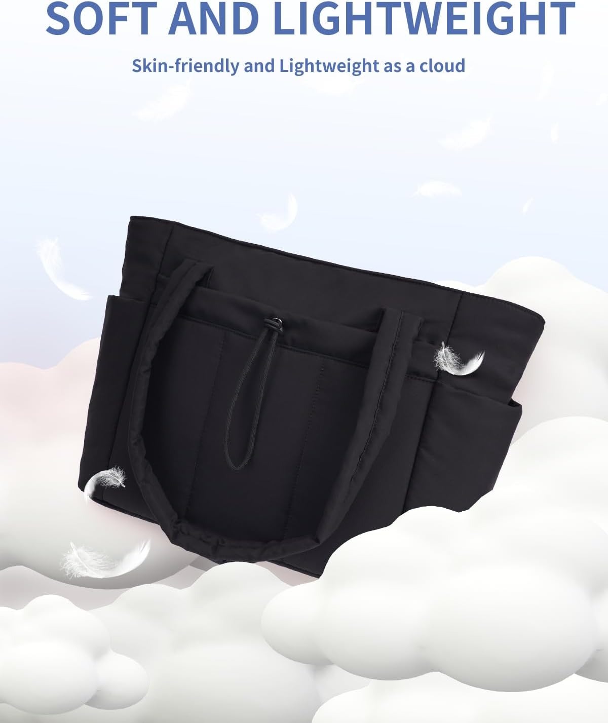 Sac Puffer matelassé avec porte-gobelet et poche pour ordinateur portable, idéal pour le voyage et le travail