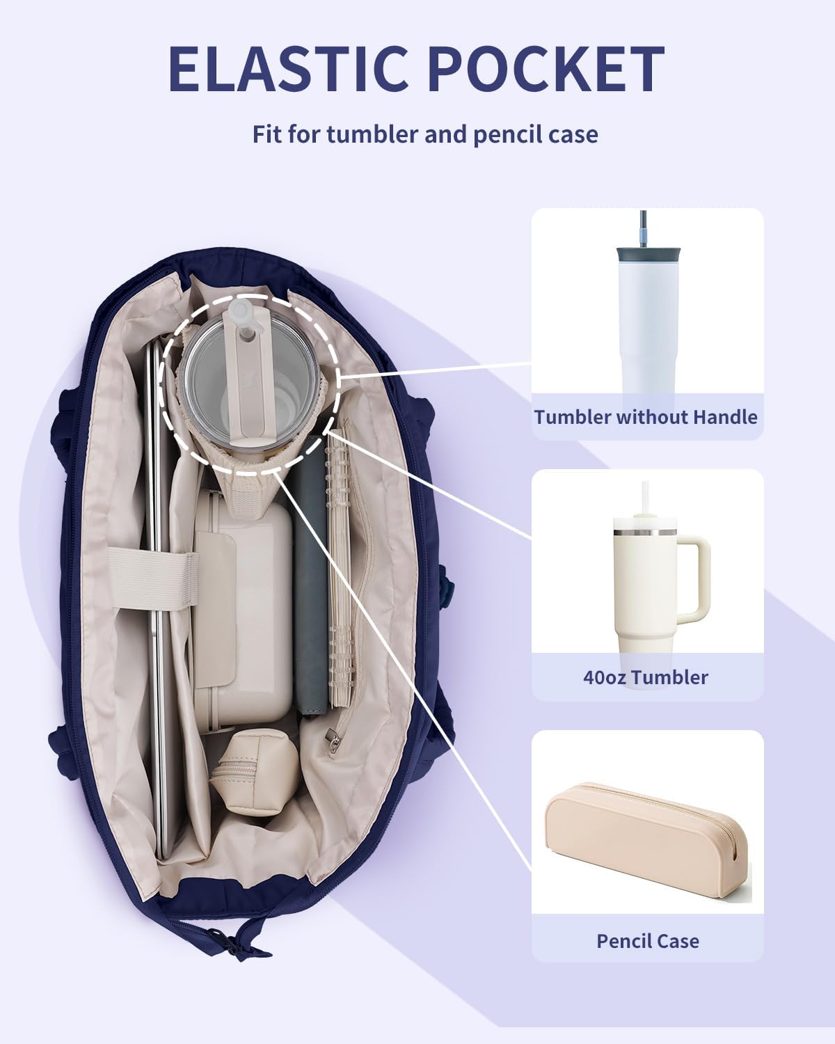Sac Puffer matelassé avec porte-gobelet et poche pour ordinateur portable, idéal pour le voyage et le travail