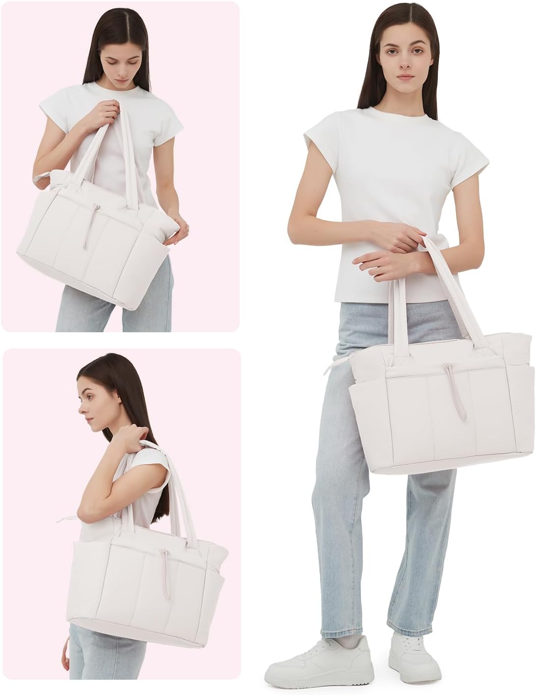 Sac Puffer matelassé avec porte-gobelet et poche pour ordinateur portable, idéal pour le voyage et le travail