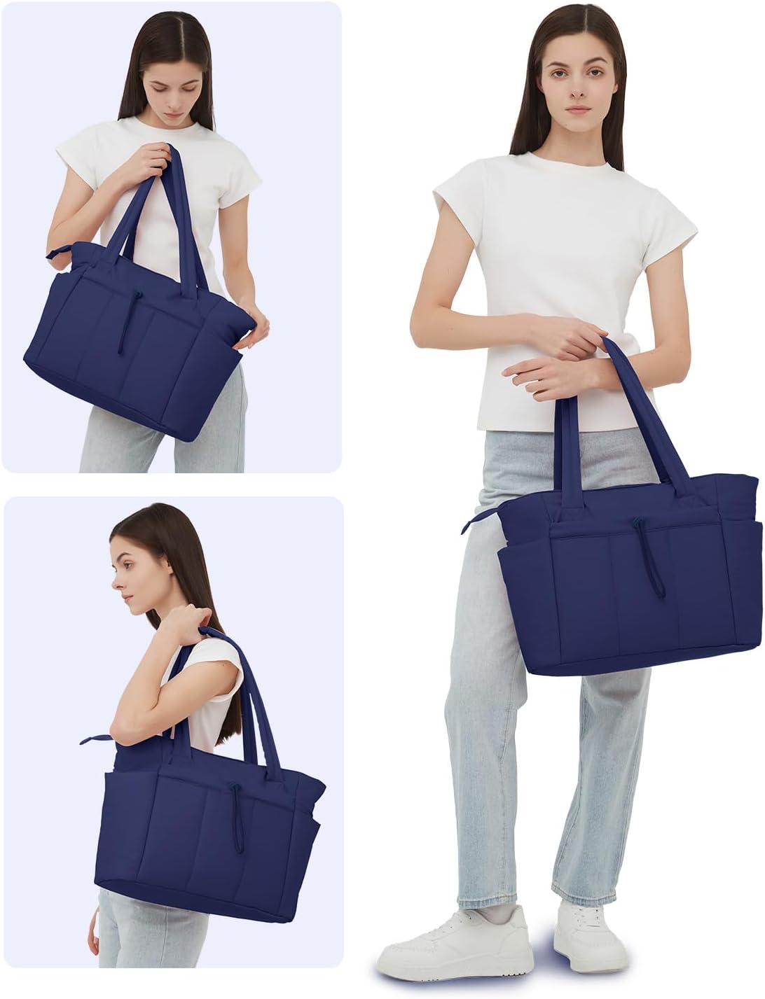 Sac Puffer matelassé avec porte-gobelet et poche pour ordinateur portable, idéal pour le voyage et le travail