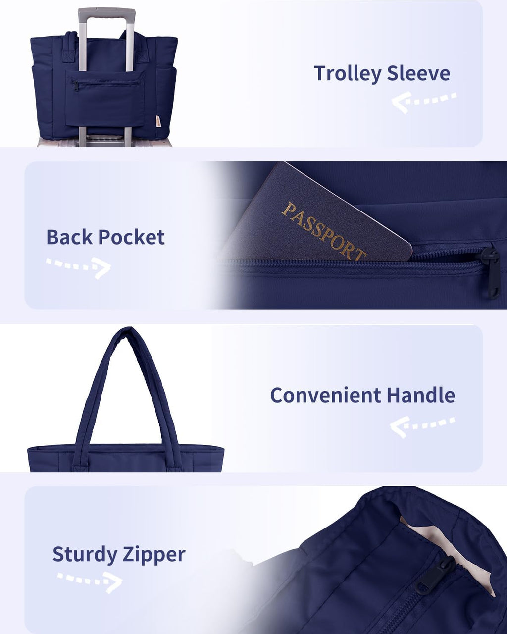 Sac Puffer matelassé avec porte-gobelet et poche pour ordinateur portable, idéal pour le voyage et le travail