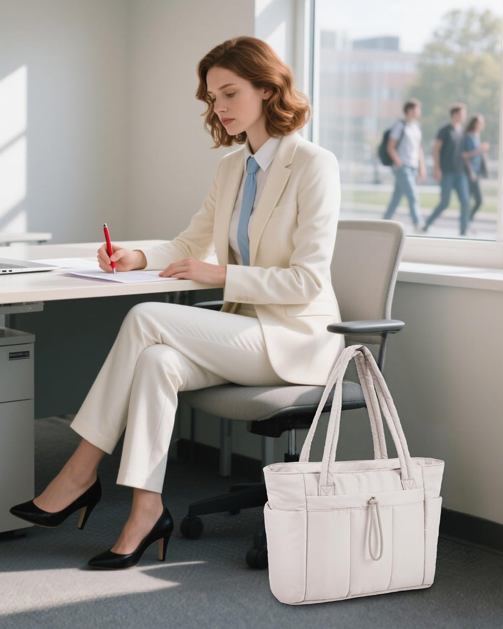 Sac Puffer matelassé avec porte-gobelet et poche pour ordinateur portable, idéal pour le voyage et le travail