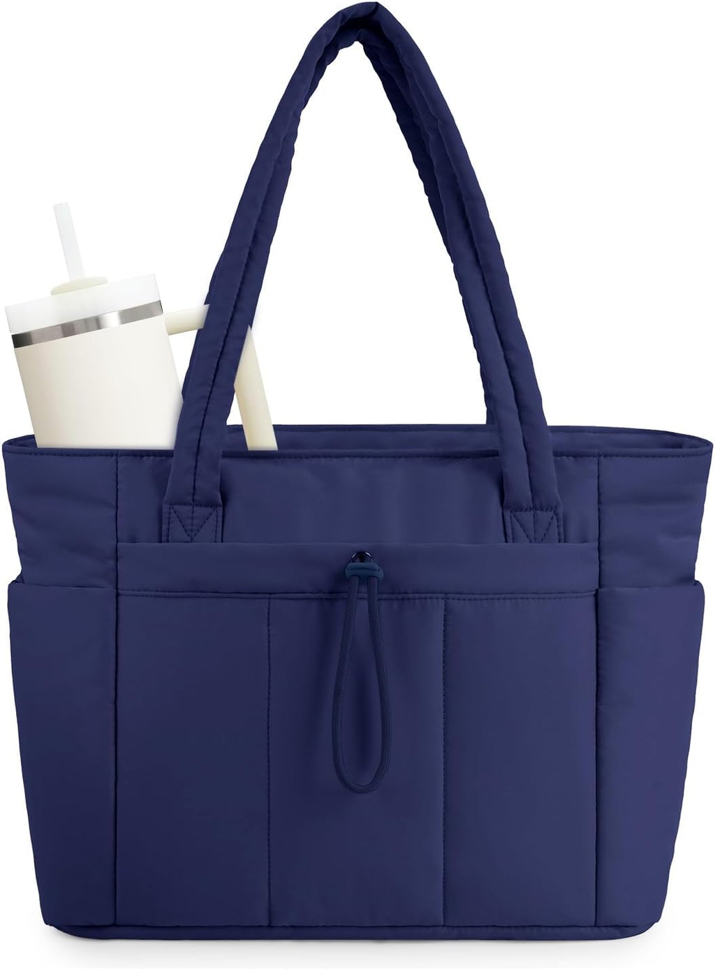 Sac Puffer Matelassé avec Porte-Gobelet et Housse pour Ordinateur Portable pour Voyage et Travail
