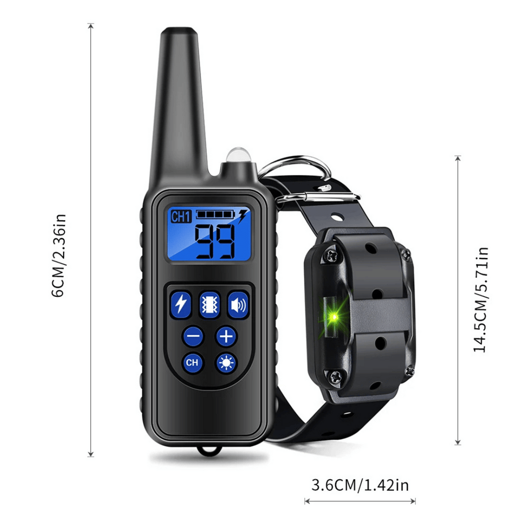 Collier de Dressage Étanche pour Chien avec Télécommande (800m)