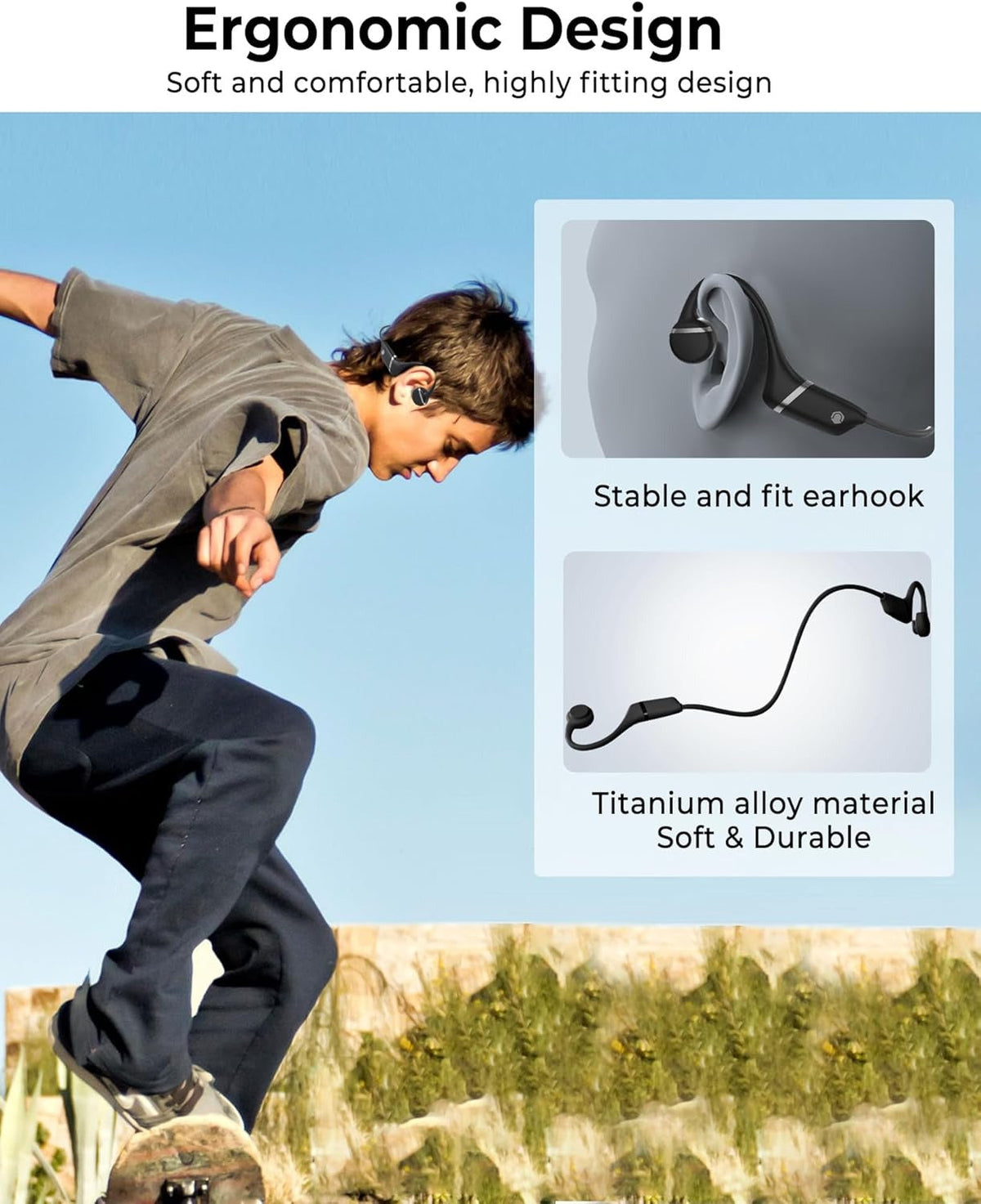 Casque sans fil étanche à oreilles ouvertes pour une utilisation active
