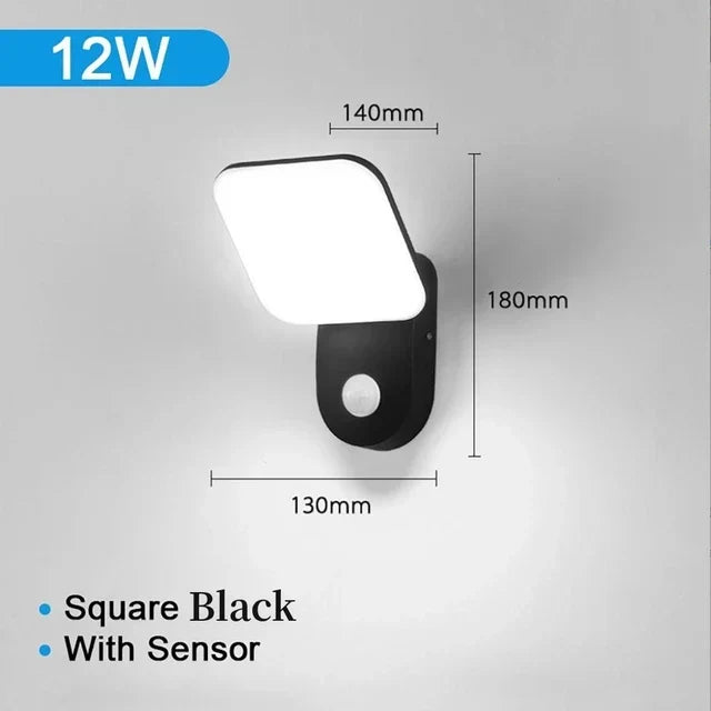 Applique Murale LED Extérieure Étanche avec Capteur de Mouvement PIR