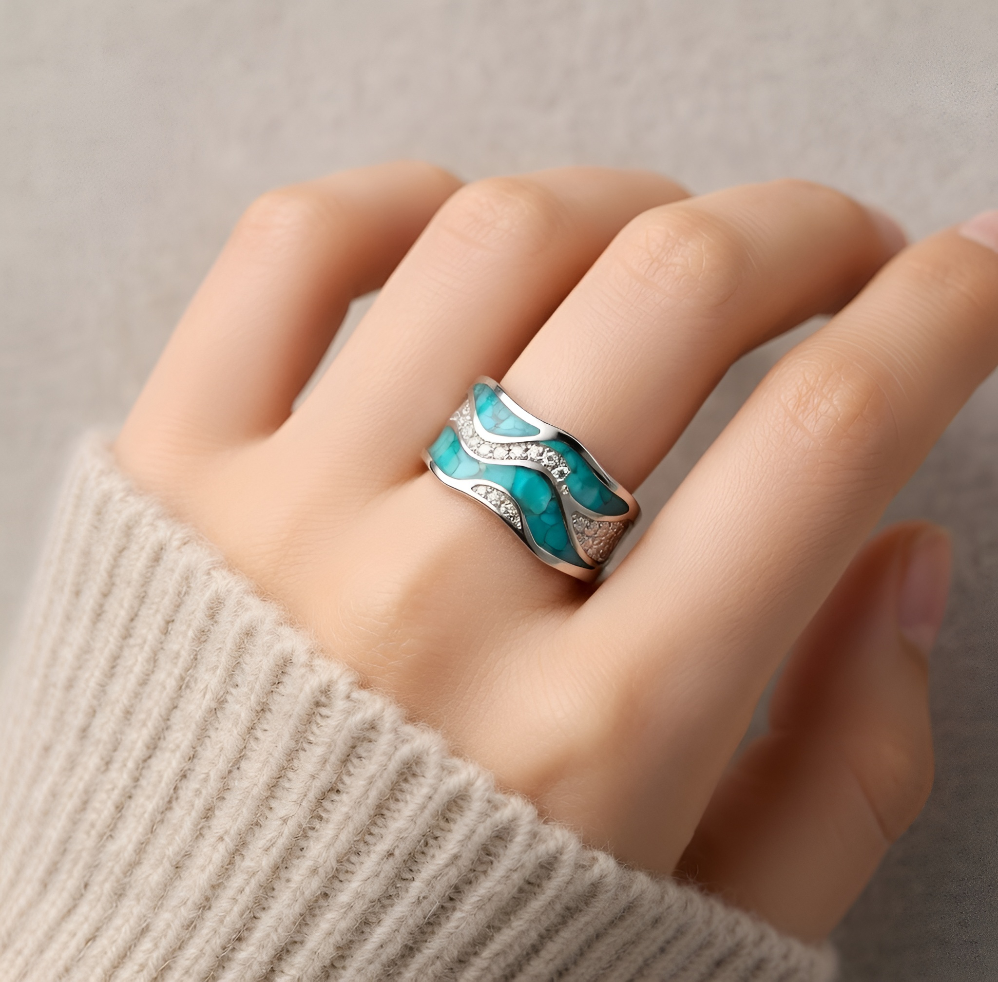 Moana - Bague Vague océanique