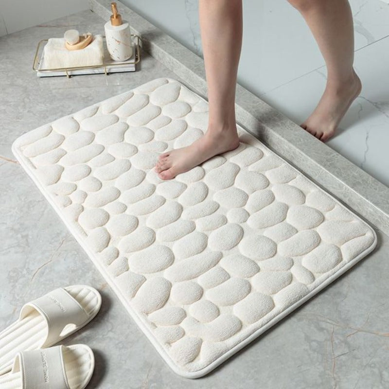 Tapis de Salle de Bain en Mousse à Mémoire avec Design en Pierre