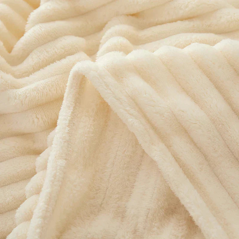 Couverture en Flanelle Polaire Rayée Large - CozyStripe