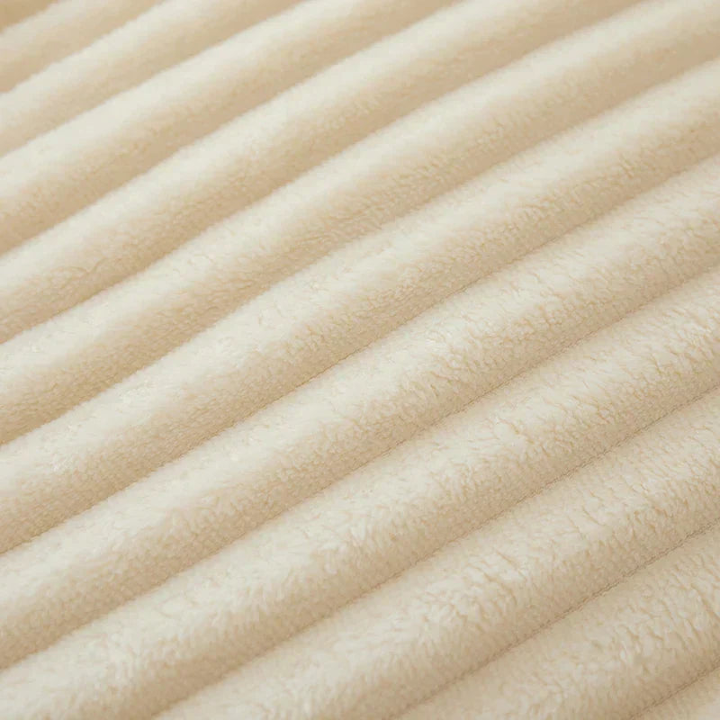 Couverture en Flanelle Polaire Rayée Large - CozyStripe