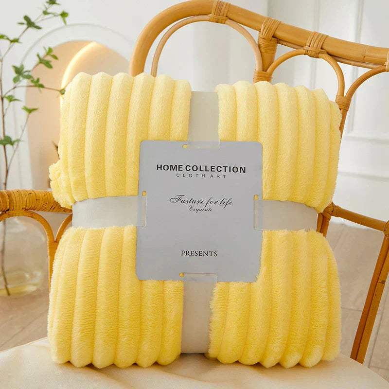 Couverture en Flanelle Polaire Rayée Large - CozyStripe