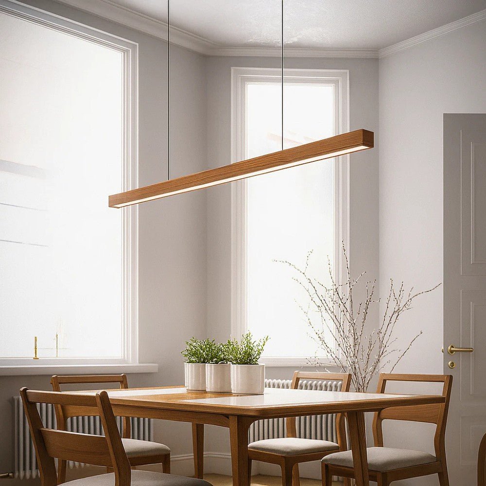 Suspension Linéaire en Bois pour Cuisine